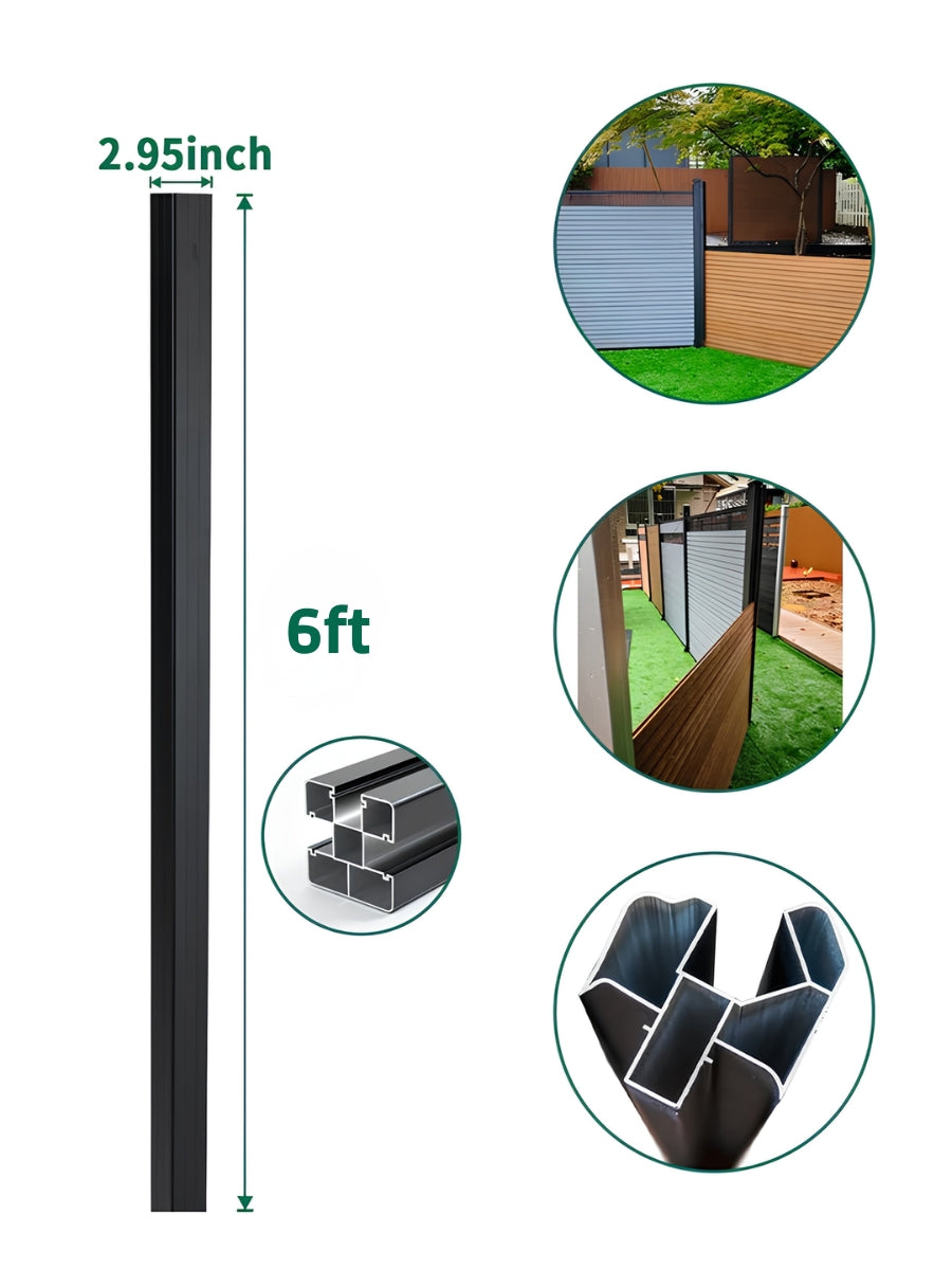 Adjustable Fence Corner Post for 6 ft Composite Privacy Fence Installation Main image