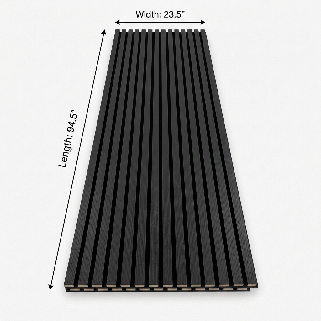 Black Acoustic Wood Slat Wall Panel | Premium 3-Sided Veneer | Sound-Absorbing Secondary image