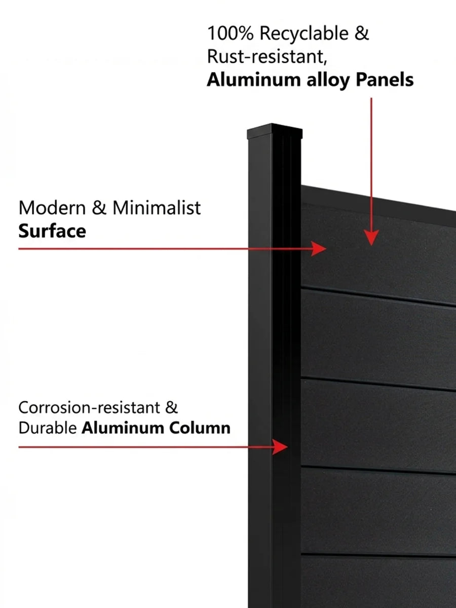 Powder-Coated Black Aluminum Fence Panel – Contemporary Outdoor Fencing