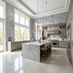 Grey stone look PVC wall panels in modern kitchen