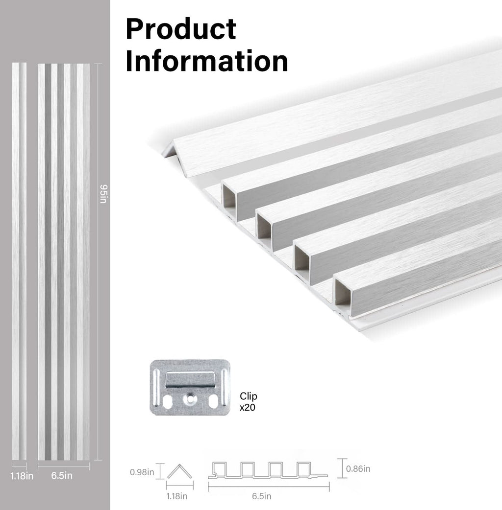 White Linen WPC fluted wall panel dimensions and profile
