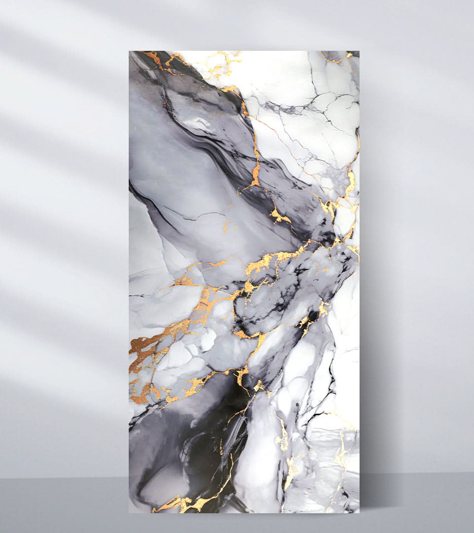 Blue Mist marble PVC wall panel with gray blue tones and gold veining Main image