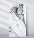 Calacatta white marble PVC wall panel with gray and gold veining