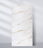 Caramel vein white marble PVC wall panel with subtle warm gold veining