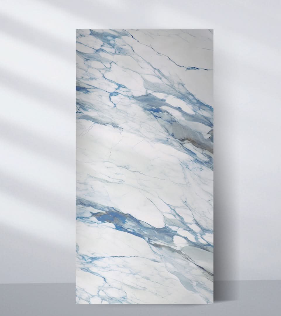 Blue vein marble veneer wall panel with white stone texture