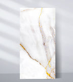 Empress Gold polished marble PVC wall panel with white base and soft gold veining