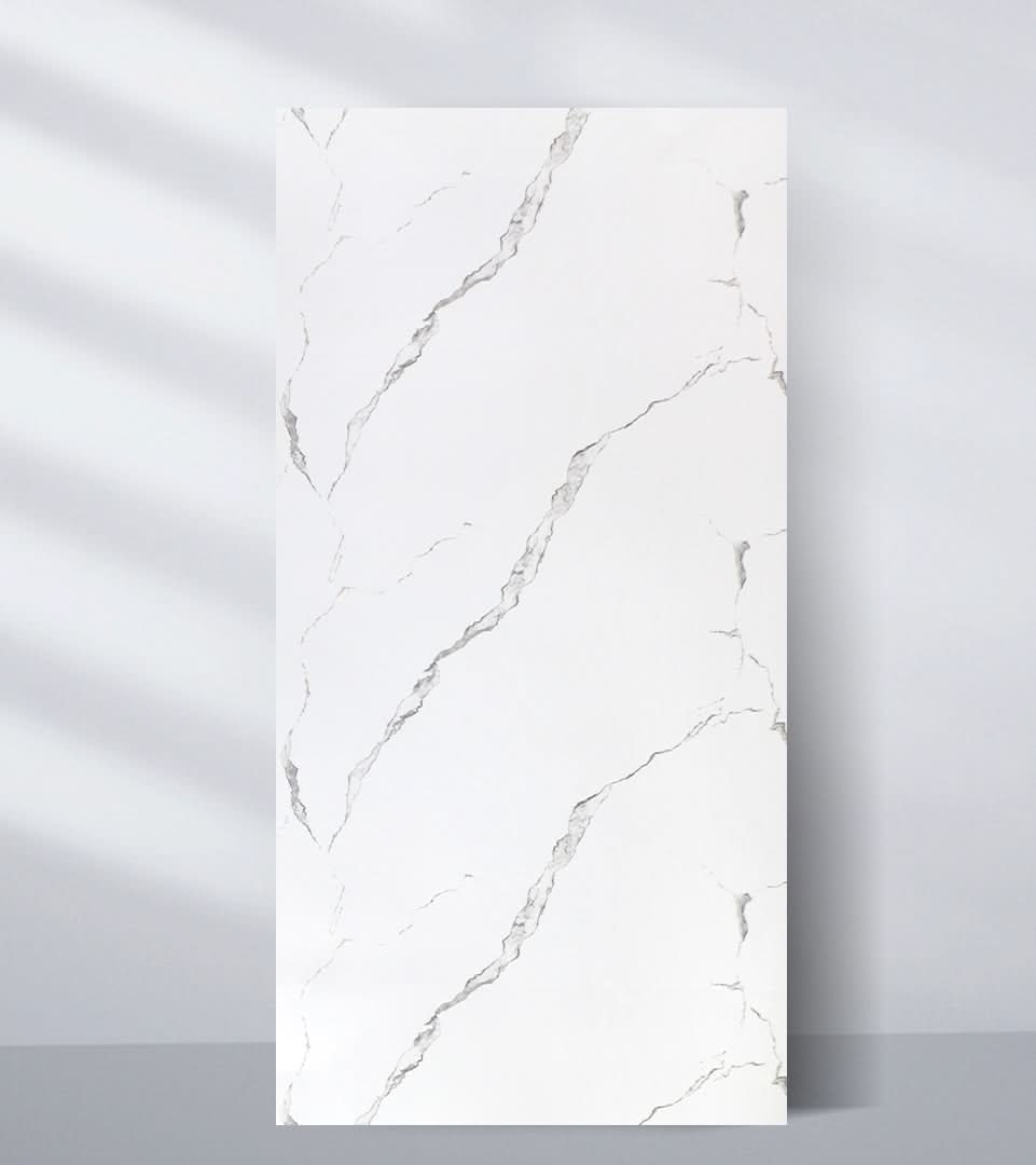 Calacatta Belga white marble PVC wall panel with soft gray veining Main image