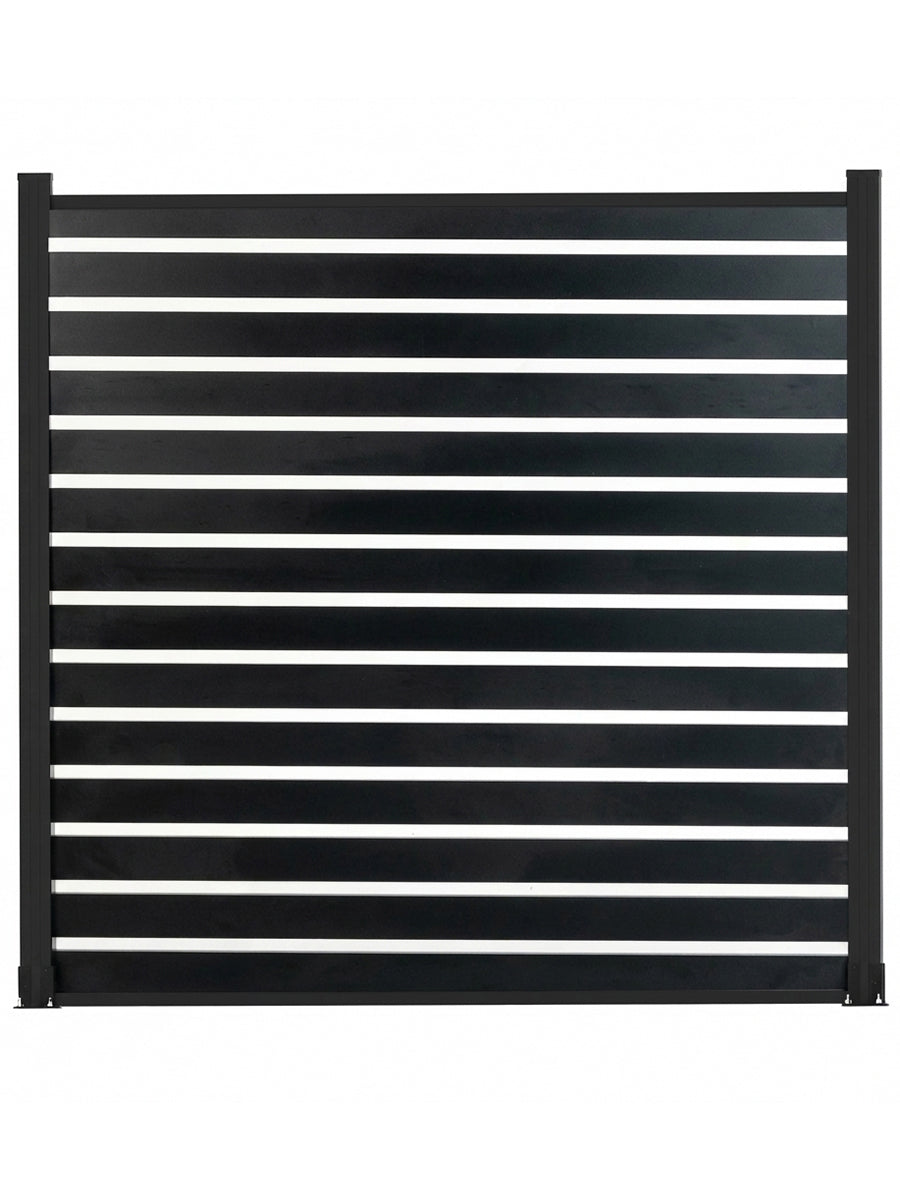 Black aluminum semi privacy fence panel modern outdoor fencing