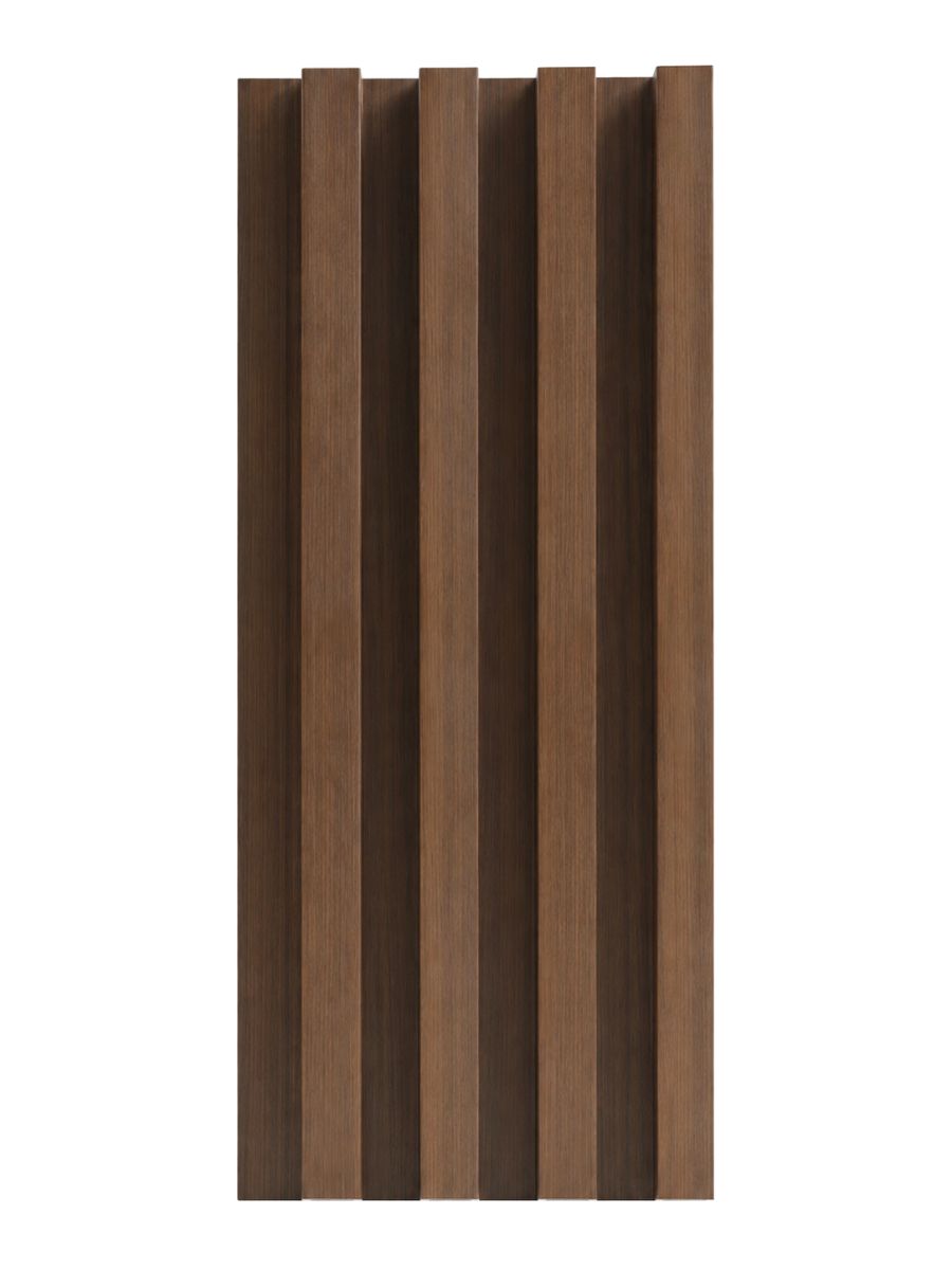Walnut WPC fluted 3D wall panel with vertical wood-grain slats Main image