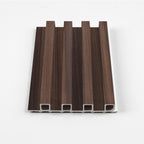 Dark smoky oak WPC fluted 3D wall panel cross section with hollow core design