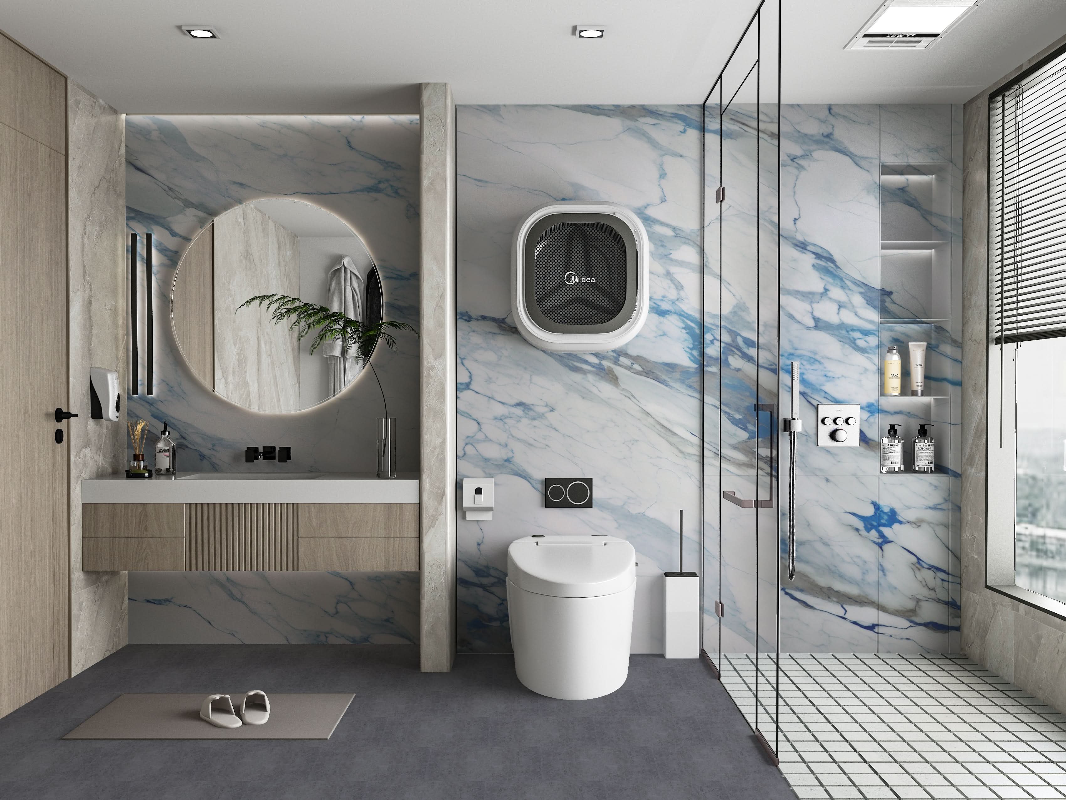 3D Calacatta Azur Marble UV Protected PVC Wall Panel - 4x8 ft, Fireproof & Waterproof, (32 sq. ft) Secondary image