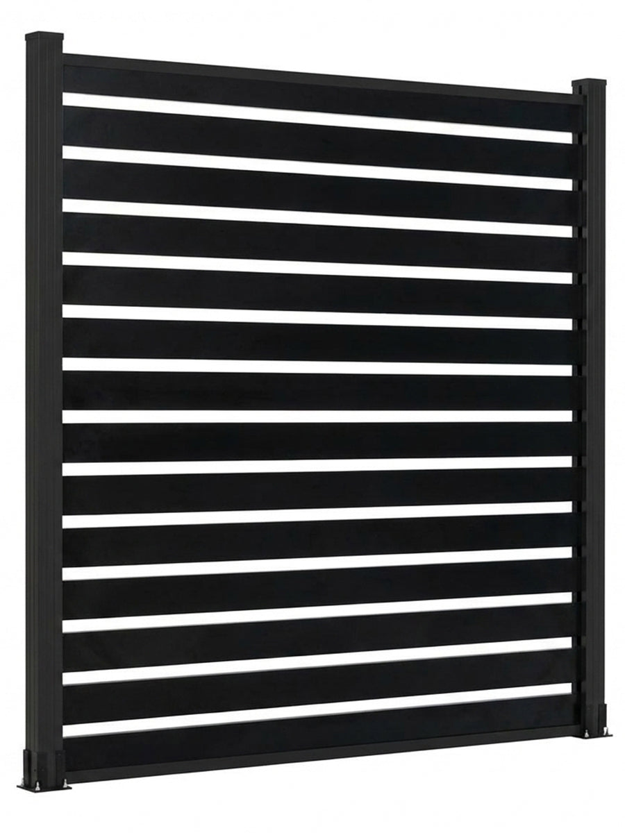 Powder-coated black aluminum semi privacy fencing system