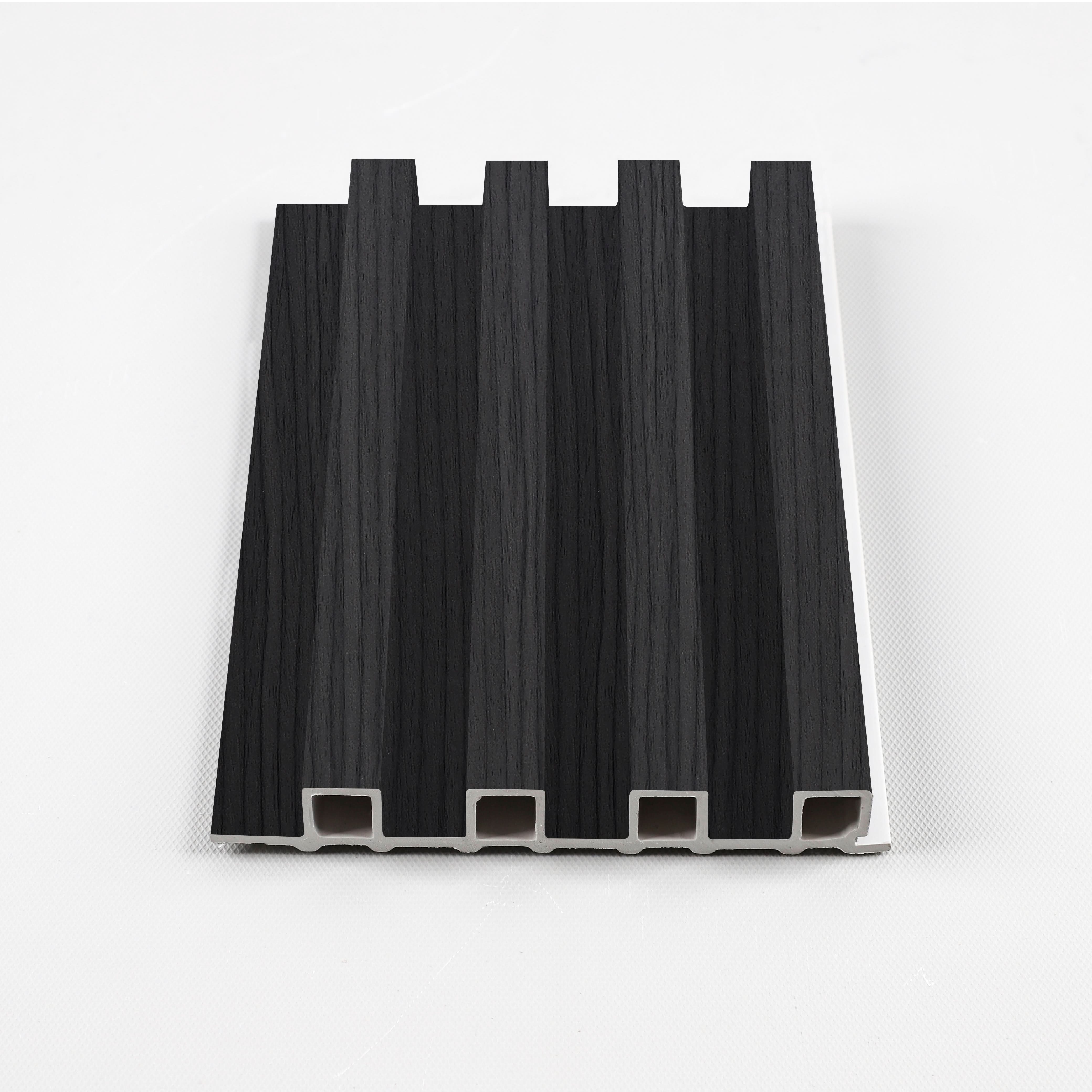 Black WPC fluted wall panel cross section with hollow core design Main image