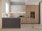 Oak Gray WPC Fluted 3D Wall Panels. Wall Panel House. Kitchen Design From WPC Fluted Wall Panels