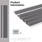 Oak Gray WPC fluted wall panel product specifications with dimensions and mounting clip