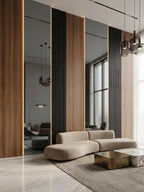 Gray Mirror Wood Veneer Panel – 9x4 ft, 8 mm, Fireproof, Waterproof & Scratch-Resistant