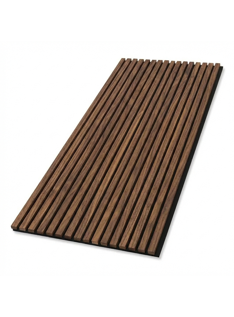 Wenge acoustic wood slat wall panel with black felt backing for modern soundproof interior design Main image