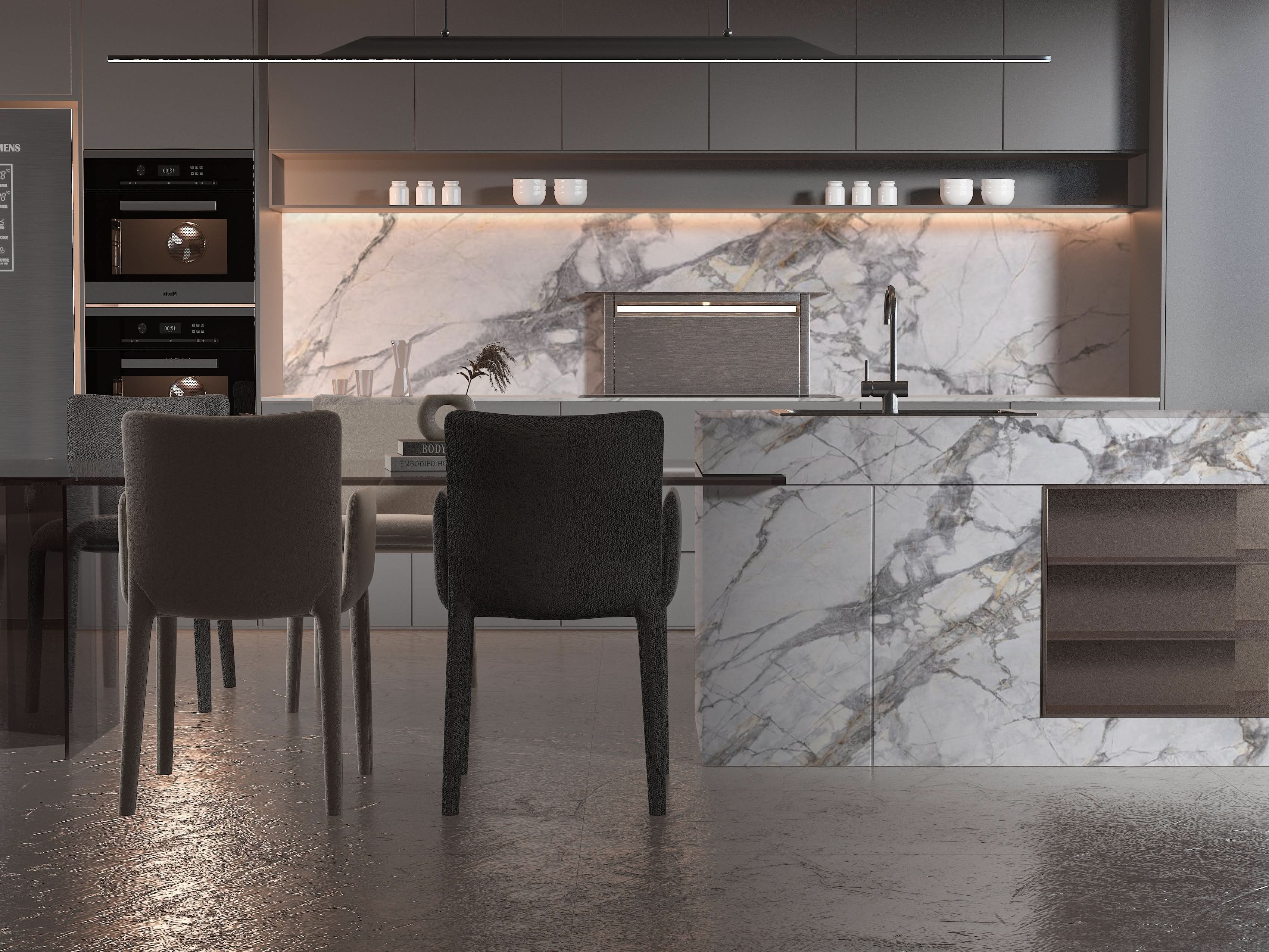 3D White Wave Azure PVC marble wall panel with soft gray and gold veining, waterproof 4x8 ft
