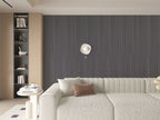 Oak Gray WPC fluted wall panel installed as living room accent wall