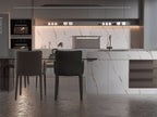 Kitchen with Caramel Vein marble PVC wall panels and subtle gold veining