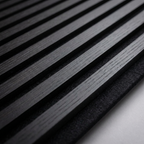 Black Acoustic Slat Wall Panel Close-Up with Black Felt Backing