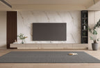 White marble PVC wall panel with subtle gold veining used on modern TV accent wall
