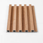 Brown wood grain fluted wall panels with vertical grooves, premium quality, stylish design, easy to install in NJ.