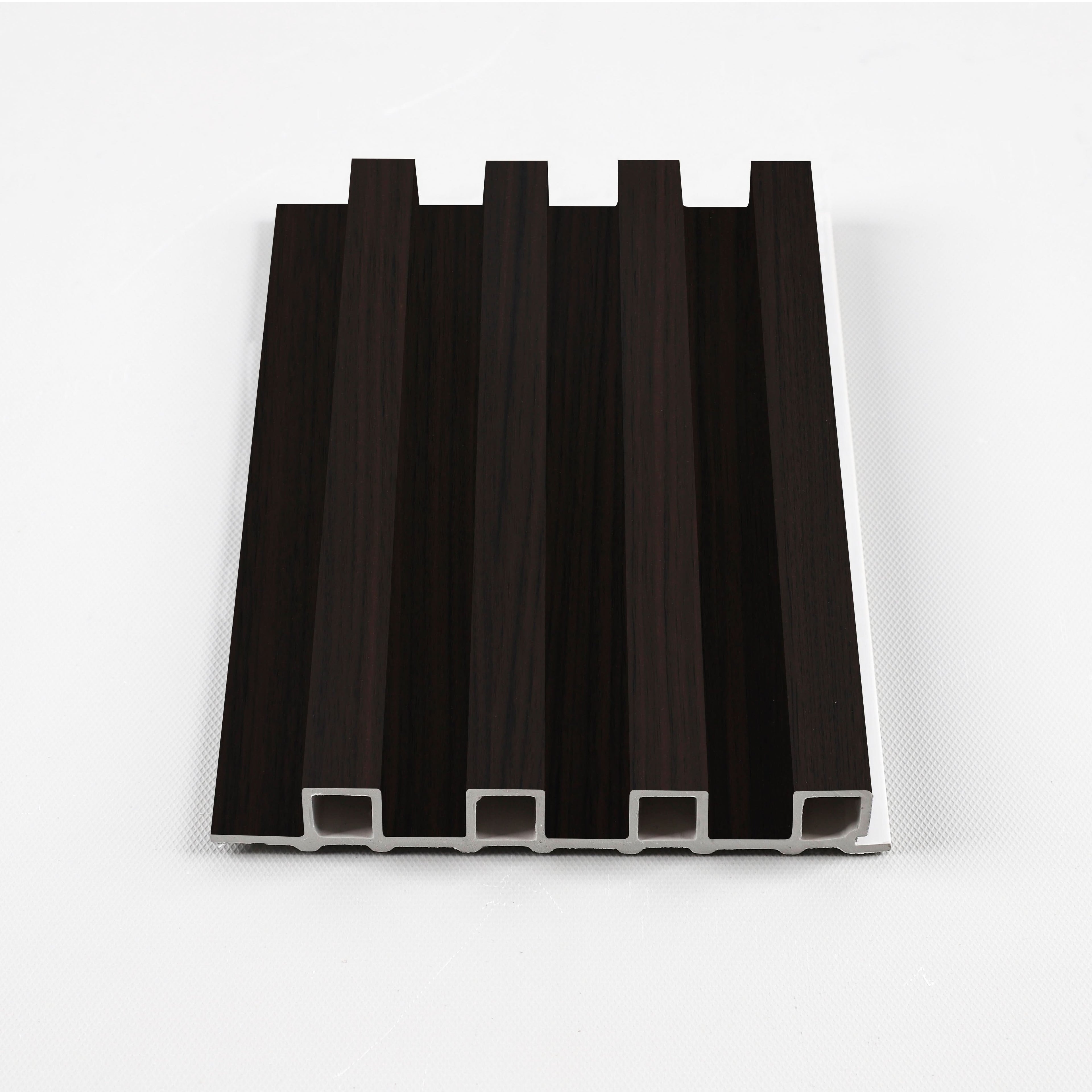 Walnut Ink WPC fluted 3D wall panel with dark wood grain finish