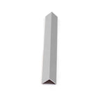 Gray aluminum outside corner trim for wall panels, vertical edge profile on white background