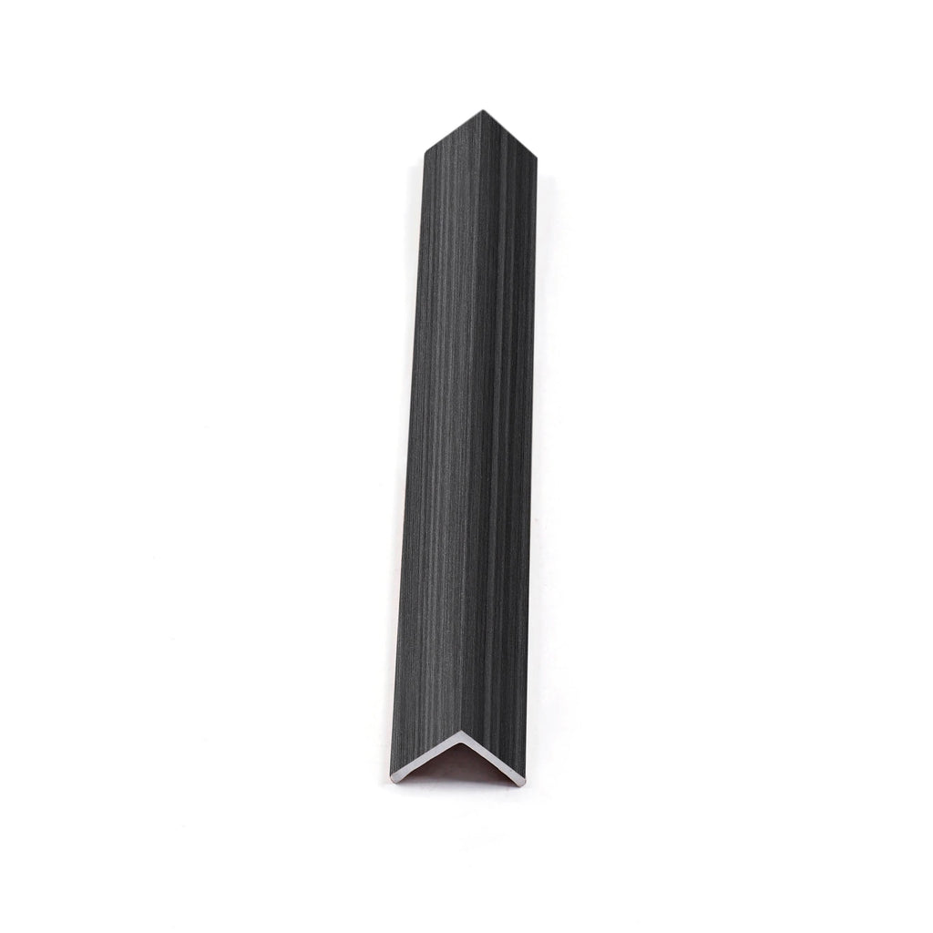 Black timber WPC corner trim for fluted 3D wall panels