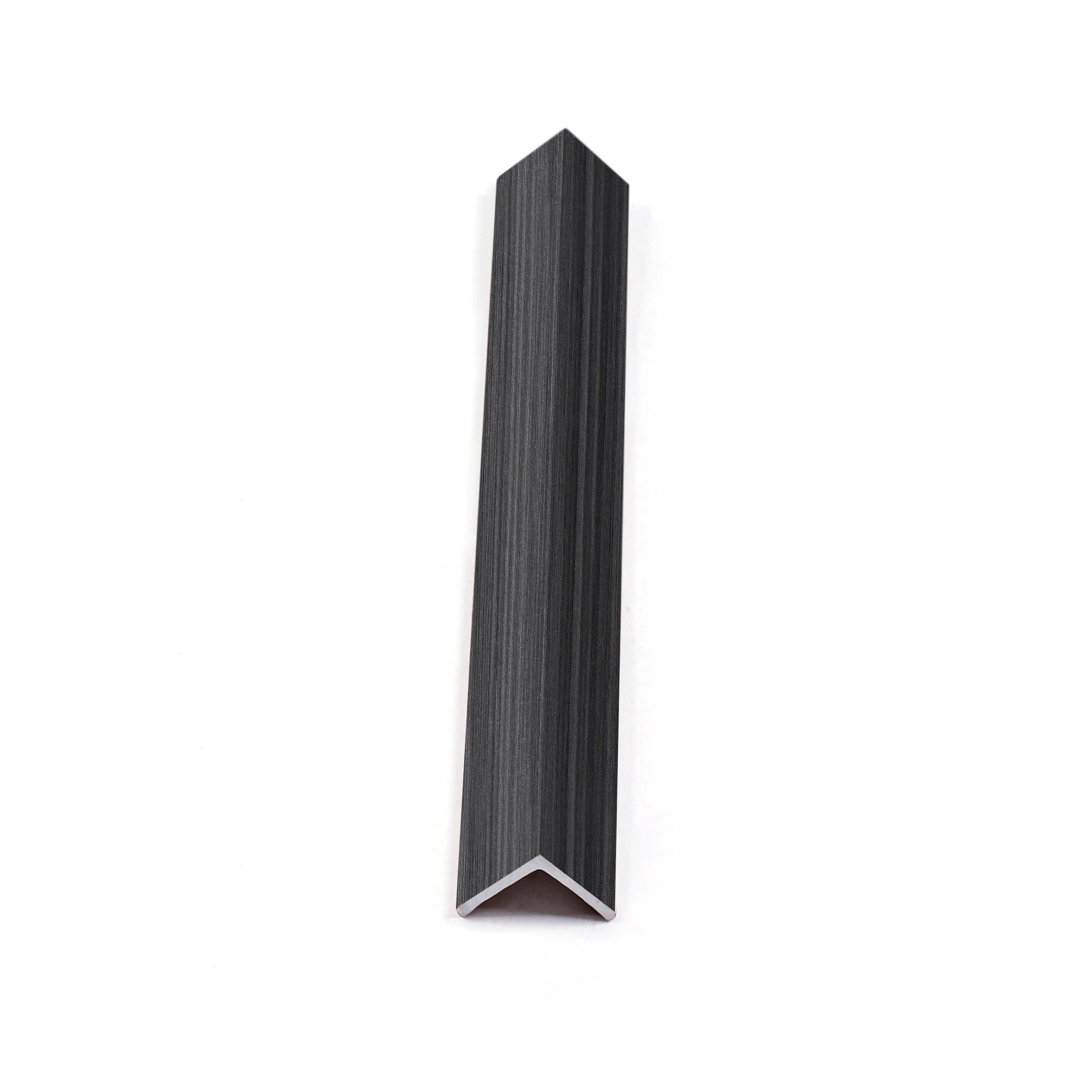 Black timber WPC corner trim for fluted 3D wall panels