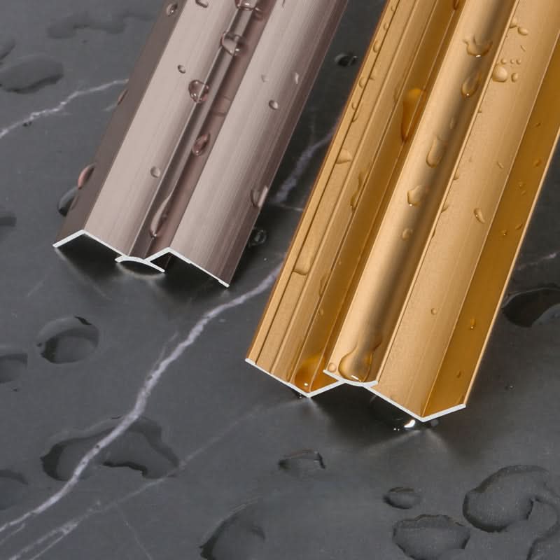 Water-resistant aluminum wall panel trim end caps in gold and bronze finishes Main image