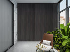 Modern interior accent wall with cedar oak WPC fluted 3D wall panels