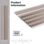 Carbon gray WPC fluted 3D wall panel product specifications with dimensions and installation clip