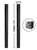 Black 4-inch 9-foot in-ground gate post with 3.937-inch width and inset profile detail