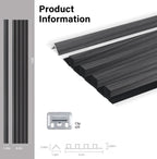 Black timber WPC fluted 3D wall panel product specifications with dimensions and installation clip