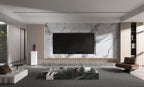 3D White Wave Azure PVC marble wall panels behind TV, modern living room feature wall, waterproof 4x8 ft