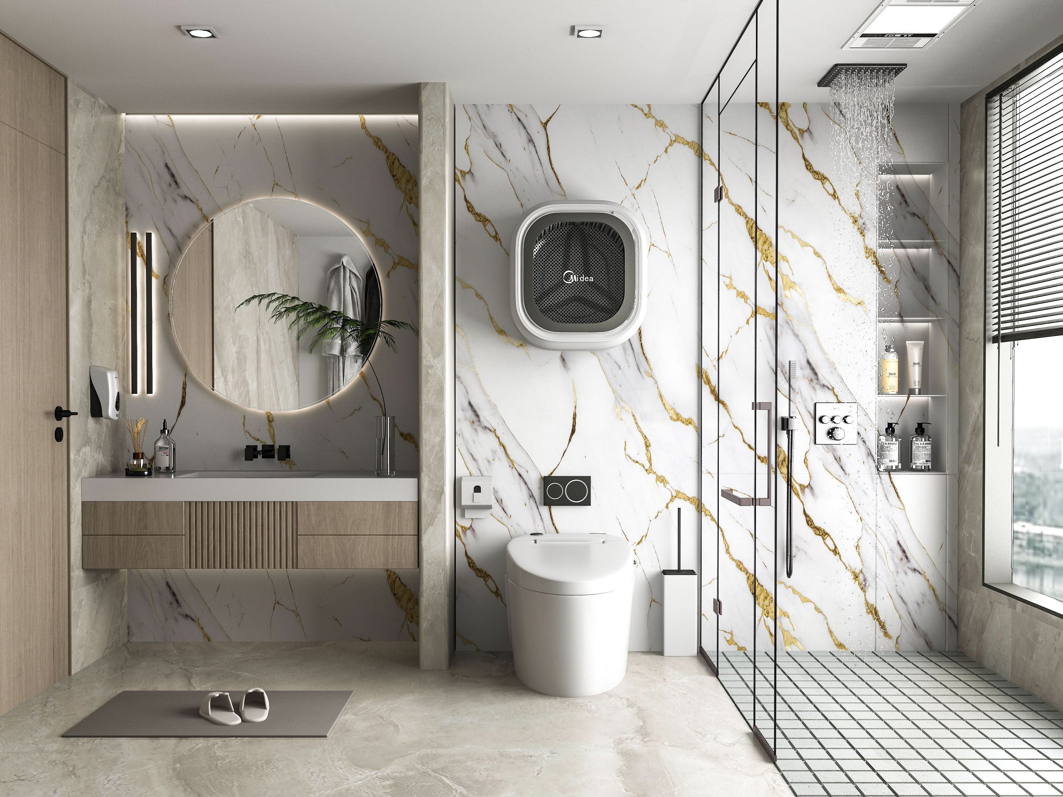 Luxe Gold Vein Marble PVC Wall Panel - Waterproof (4x8 ft, 32 sq. ft) Secondary image