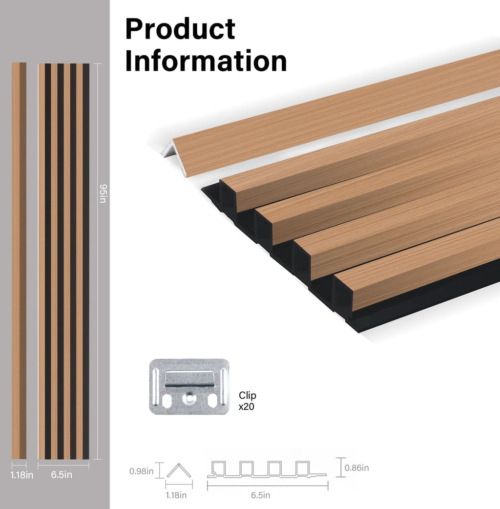 Maple Slate Black WPC fluted wall panel dimensions and profile