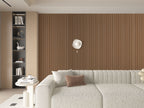 Maple Slate Black WPC fluted wall panel installed as living room accent wall