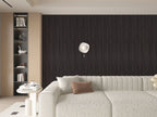 Living room accent wall with cedar oak WPC fluted 3D wall panels