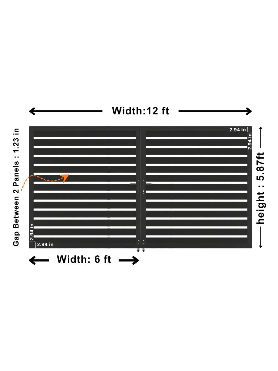 Aluminum Premium Fence Gate 12x6 – Modern, Heavy Duty, Semi Privacy Secondary image
