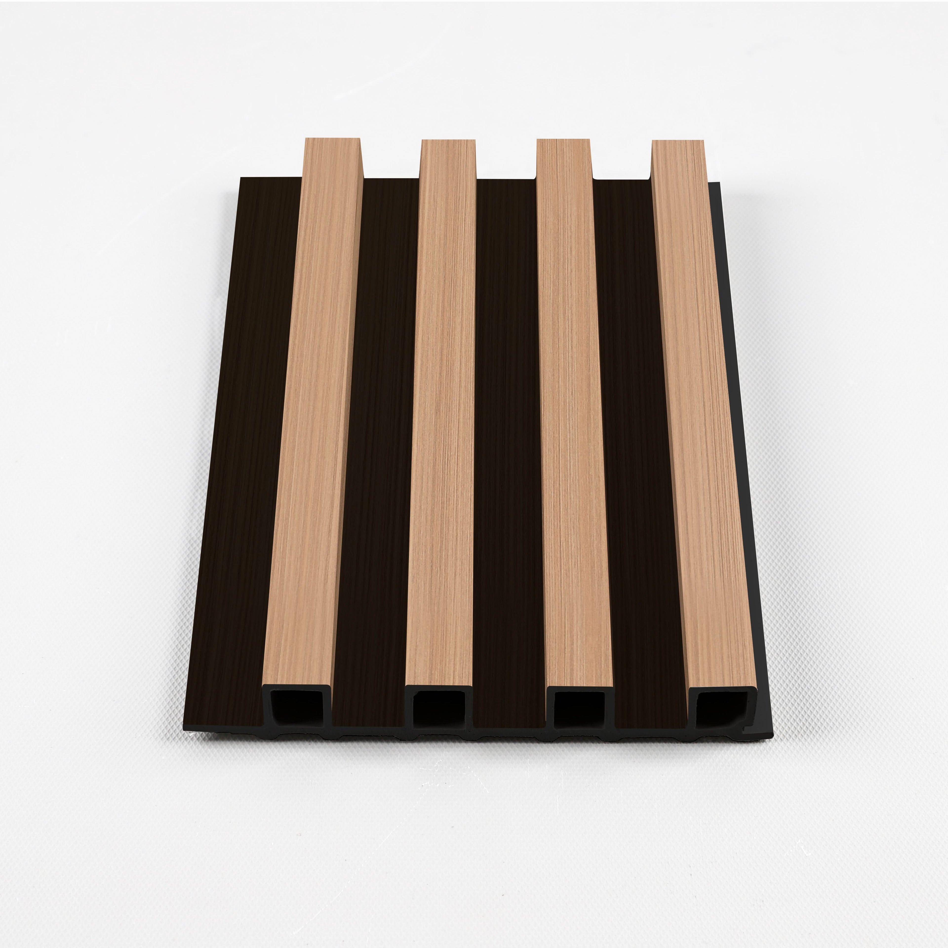 Maple Slate Black WPC fluted wall panel with wood grain finish for modern interior walls