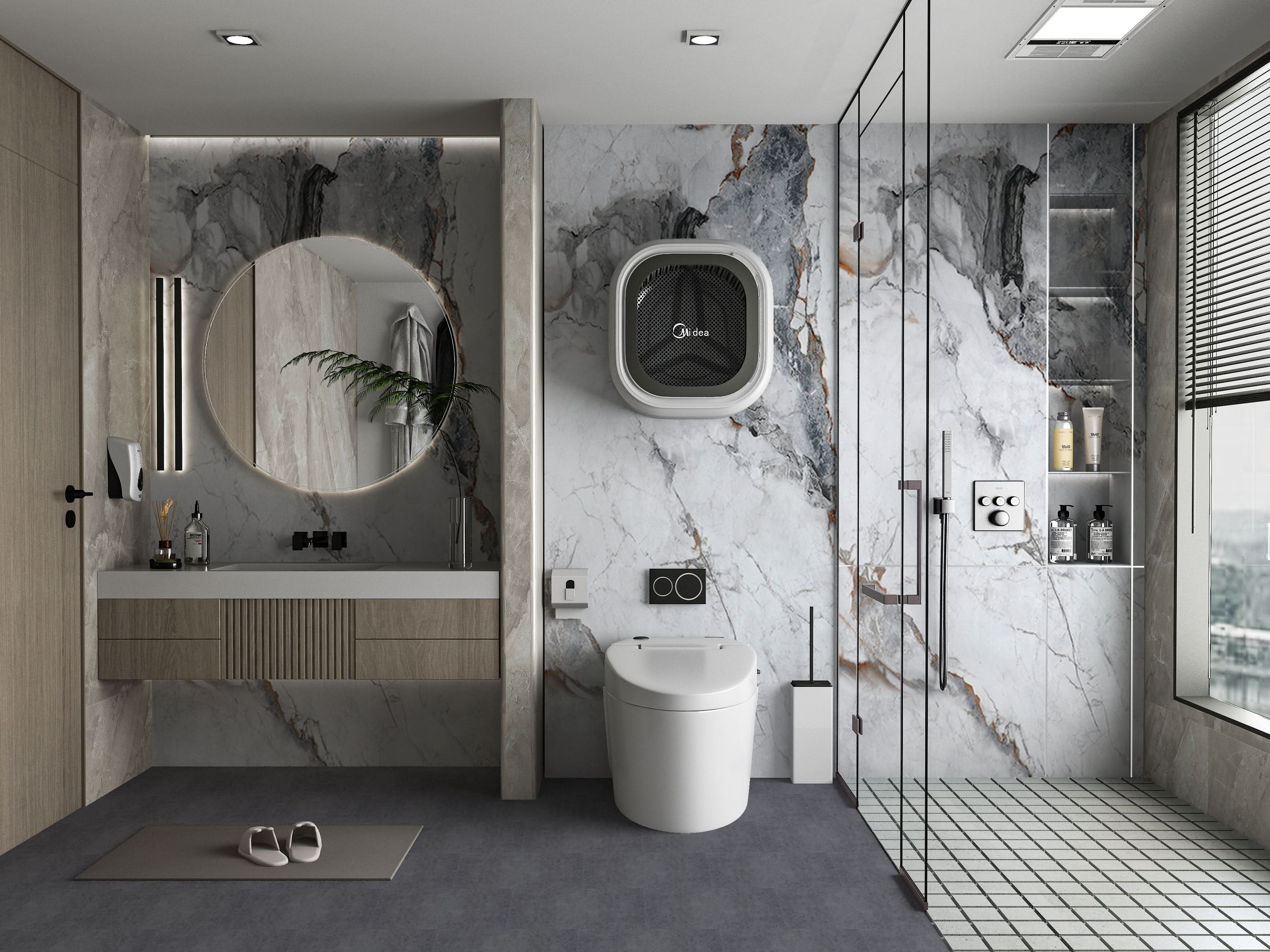Gray Brown Veined Marble PVC Wall Panel - Waterproof (4x8 ft, 32 sq. ft) Secondary image