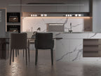 Kitchen with white marble PVC wall panels and soft gray veining
