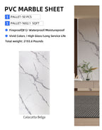 Kitchen with white marble PVC wall panels and soft gray veining