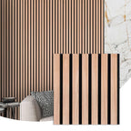 Premium wood slat acoustic wall panels with natural oak finish and black felt backing