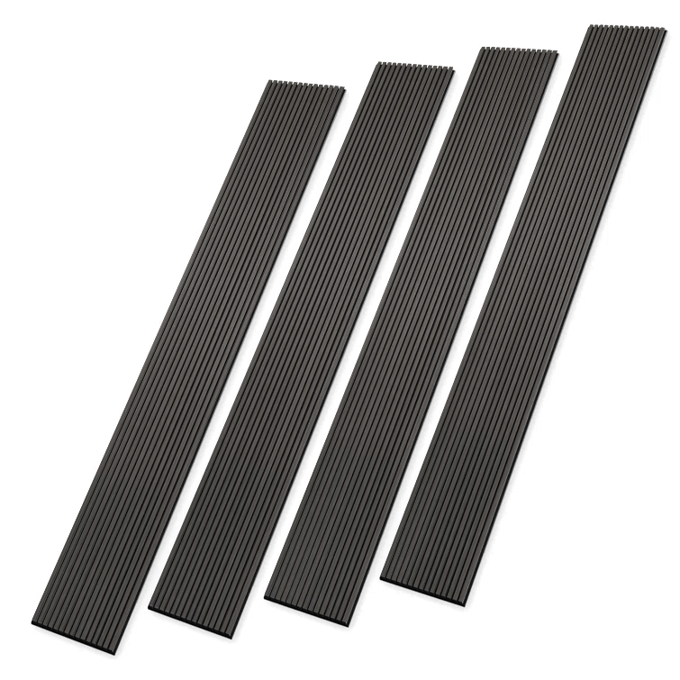 Black WPC fluted wall panel strips with modern vertical grooved design Main image