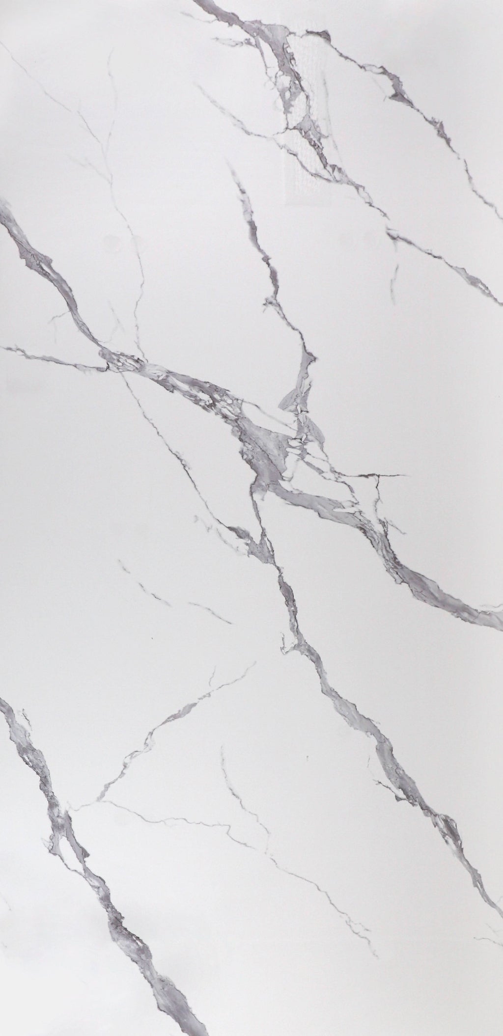 White marble PVC wall panel with natural gray veining and smooth matte finish