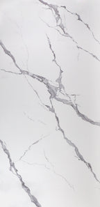 White marble PVC wall panel with natural gray veining and smooth matte finish